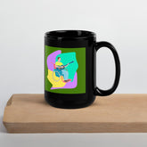 A Man Playing Guitar Black Glossy Mug - Beyond T-shirts