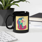 A Singer With A Microphone Stand Black Glossy Mug - Beyond T-shirts