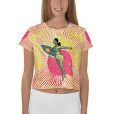 Stylish Surfing 1 12 All-Over Print Crop Tee with eye-catching surf patterns.