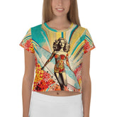 Tropical Surf Dreams Crop T-Shirt Dive Into Paradise - Beyond T-shirts