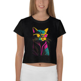 Urban Cat Vibes Crop T-Shirt Ensemble - Beyond T-shirts