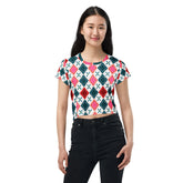 Diamond Elegance All-Over Print Crop T-Shirt