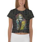 Boho Blossom Crop Tee front view showcasing floral design.