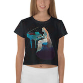 Woman wearing a Garden Glee Crop T-Shirt with a smile