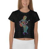 Close-up of Ethereal Blooms Crop T-Shirt with floral design.