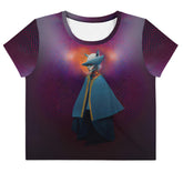 Woman wearing a vibrant Neon Nights Crop T-Shirt in neon colors