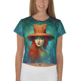 Enigma Elegance women's crop t-shirt in white.