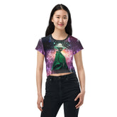 Boho Bliss All-Over Print Women's Crop T-Shirt front view.