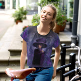 Floral Garden All-Over Print Women's Crop T-Shirt front view.