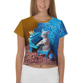 Origami Ocean Wave Women's Crop Tee with unique ocean wave design.