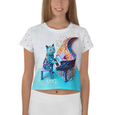 Rustic Rooster Morning Women's Crop Tee with charming rooster design.