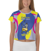 Tide Flow Women's Crop Tee in outdoor yoga setting.