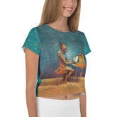 Purrfectly Chic All-Over Print Crop T-Shirt