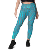Soothing Light Blue Crossover Leggings with handy pockets for essentials