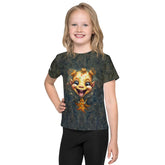 CB3-86 kids crew neck t-shirt in vibrant colors on white background.