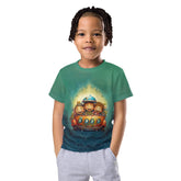 CB3-114 kids crew neck t-shirt in vibrant blue, front view.