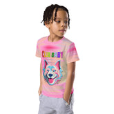 Child wearing Pixie Dust crew neck t-shirt in pastel colors
