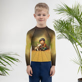 Child wearing CB6-30 Kids Rash Guard swimming in the pool