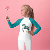 Whimsical Water Gallop Kids Rash Guard