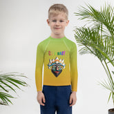 Jack and the Beanstalk themed kid's rash guard in action.