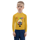 Cinderella-themed kids rash guard in action