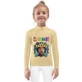 Child wearing Little Red Riding Hood themed rash guard