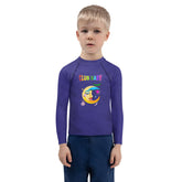 Front view of Wizard’s Spellbook Journey Kids Rash Guard.
