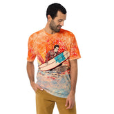 Surfer wearing the Surfing Legend Crew Neck Tee, embodying the pride of riding towering waves.