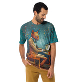 Retro Cat All-Over Print Men's Crew Neck T-Shirt