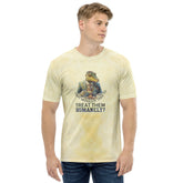 Men's Hiking Hedgehog T-Shirt in crew neck style for outdoor adventures.
