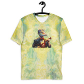 Galactic Giraffe Space Explorer graphic t-shirt for men, crew neck design.