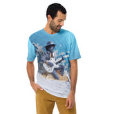 Fluttering Crane graphic on Men's Crew Neck T-Shirt.