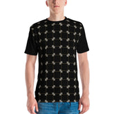 Floral Fusion pattern on men's crew neck T-shirt