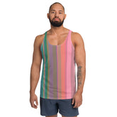 Vibrant Watercolor Strokes Colorful Stripe All-Over Print Men's Tank Top
