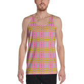 Monochrome Edge tank top for men in stylish black and white design.