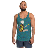 Comic-themed men's tank top with vibrant print.