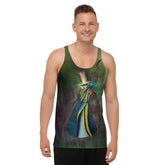 Front view of Galactic Spectrum Men's Tank Top showcasing a vibrant galactic pattern