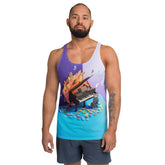 Kirigami Panda Play Men's Tank Top with playful panda design.