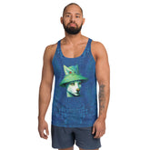 Men's tank top featuring loyal companion dog artwork