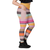 Fiesta Fiesta Colorful Stripe All-Over Print Crossover Leggings with Pockets