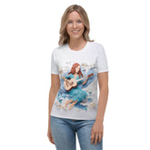 Whimsical Origami Dreams print on Women's Crew Neck T-Shirt