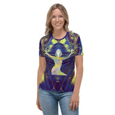 Peaceful Protest Women's Crew Neck T-Shirt on a clothing mannequin.