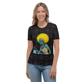 Peaceful Petals Women's Crew Neck T-Shirt on a clothing mannequin.