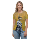 Celestial Symphony Women's T-Shirt - Cosmic design close-up
