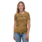 Women's crew neck T-shirt with soft watercolor wash.