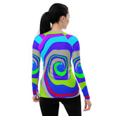 Close-up of the Mystic Meridian Women's Rash Guard fabric texture.