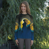 SurArt 66 Women's Rash Guard worn by a surfer riding the waves