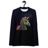 Zebra Elegance All-Over Print Women's Rash Guard" - Beyond T-shirts