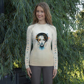 Elegance in Abstraction: All-Over Women's Rash Guard - Beyond T-shirts