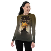 Woman wearing Stellar Odyssey Rash Guard in ocean